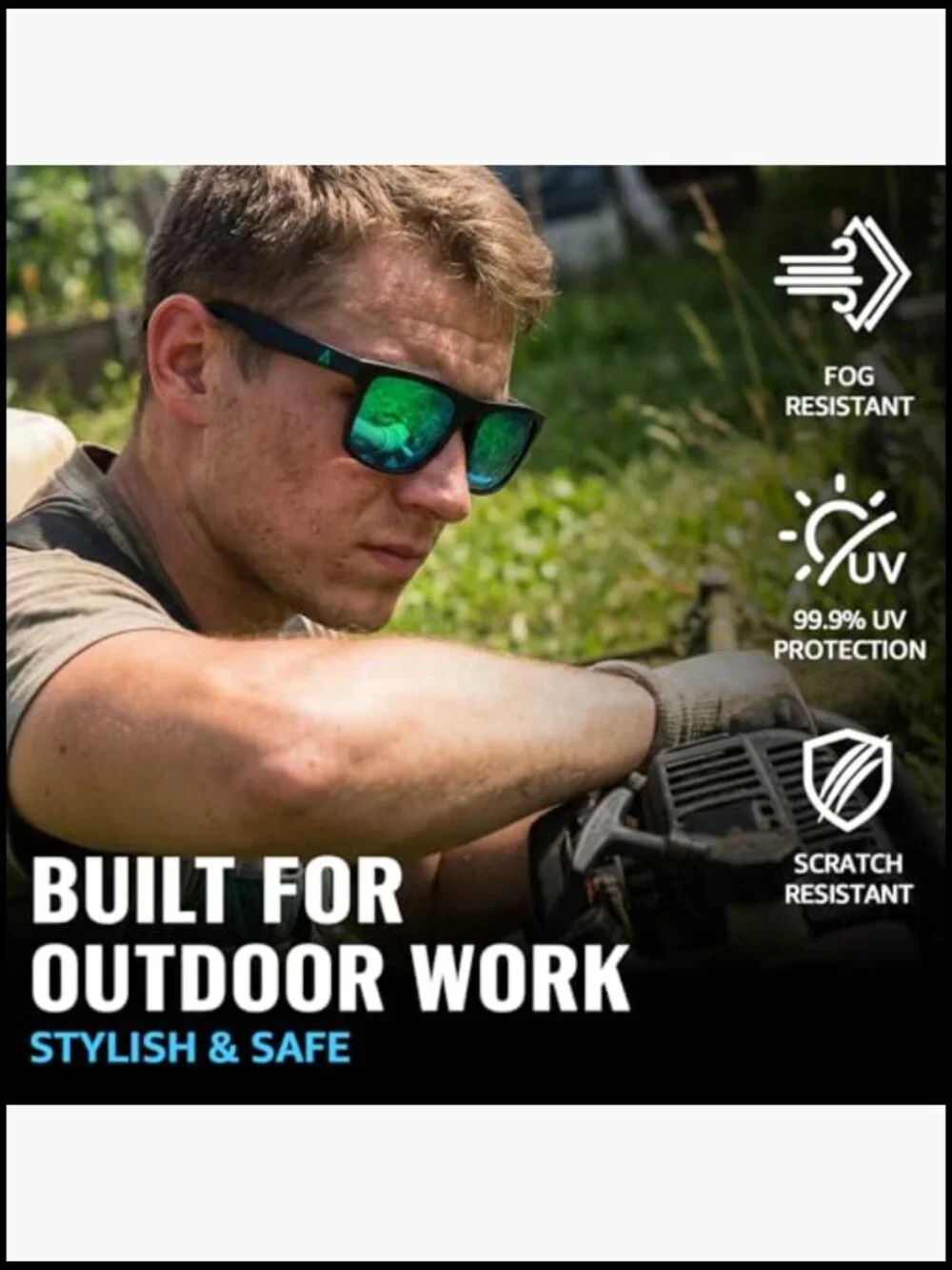 ANSI Z87.1 Safety Sunglasses, Polarized UV400 Protection for Work & Driving